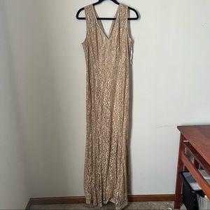 Gold lace sequin gown